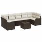 Preview: 8-teiliges Garten Sofa Set mit Kissen Braun Poly Rattan, 2-Sitzer Garten Sofa mit Kissen Braun Poly Rattan
