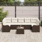 Preview: 8-teiliges Garten Sofa Set mit Kissen Braun Poly Rattan, 2-Sitzer Garten Sofa mit Kissen Braun Poly Rattan