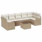 Preview: 8-teiliges Garten-Sofa Set mit Kissen Beige Poly Rattan, 2-Sitzer Garten-Sofa mit Kissen Beige Poly Rattan