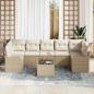 Preview: 8-teiliges Garten-Sofa Set mit Kissen Beige Poly Rattan, 2-Sitzer Garten-Sofa mit Kissen Beige Poly Rattan