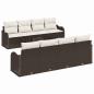Preview: 9-teiliges Garten Sofa Set mit Kissen Braun Poly Rattan, 2-Sitzer Garten Sofa mit Kissen Braun Poly Rattan