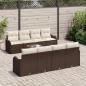 Preview: 9-teiliges Garten Sofa Set mit Kissen Braun Poly Rattan, 2-Sitzer Garten Sofa mit Kissen Braun Poly Rattan