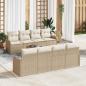 Preview: ARDEBO.de - 9-teiliges Garten-Sofa-Set mit Kissen Beige Poly Rattan, 2-Sitzer Garten-Sofa mit Kissen Beige Poly Rattan