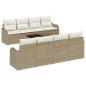 Preview: 9-teiliges Garten-Sofa-Set mit Kissen Beige Poly Rattan, 2-Sitzer Garten-Sofa mit Kissen Beige Poly Rattan