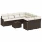 Preview: 9-teiliges Garten-Sofa-Set mit Kissen Braunes Poly Rattan, 2-Sitzer Garten-Sofa mit Kissen Braunes Poly Rattan