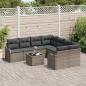 Preview: 9-teiliges Garten Sofaset mit Kissen Grau Poly Rattan, 2-Sitzer Garten Sofa mit Kissen Grau Poly Rattan