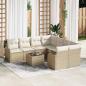 Preview: ARDEBO.de - 9-teilige Garten-Sofa-Garnitur mit Kissen Beige Poly Rattan, 2-Sitzer Garten-Sofa mit Kissen Beige Poly Rattan