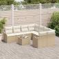Preview: 9-teilige Garten-Sofa-Garnitur mit Kissen Beige Poly Rattan, 2-Sitzer Garten-Sofa mit Kissen Beige Poly Rattan