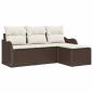 Preview: 4-teiliges Garten Sofa Set mit Kissen Braun Poly Rattan, 2-Sitzer Garten Sofa mit Kissen Braun Poly Rattan