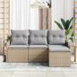 Preview: 4-teiliges Garten Sofa Set mit Kissen Beige Poly-Rattan, 2-Sitzer Garten Sofa mit Kissen Beige Poly-Rattan