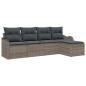 Preview: 5-teiliges Garten Sofa Set mit Kissen Grau Poly Rattan, 2-Sitzer Garten Sofa mit Kissen Grau Poly Rattan