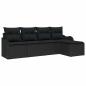 Preview: 5-teiliges Garten-Sofa-Set mit Kissen Schwarz Poly-Rattan, 2-Sitzer Garten-Sofa mit Kissen Schwarz Poly-Rattan