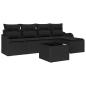 Preview: 6-teiliges Garten-Sofa-Set mit Kissen Beige Poly-Rattan, 2-Sitzer Garten-Sofa mit Kissen Schwarz Poly-Rattan