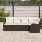 Preview: 5-teiliges Garten-Sofa-Set mit Kissen in Braun Poly-Rattan, 2-Sitzer Garten-Sofa mit Kissen in Braun Poly-Rattan