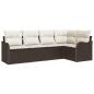 Preview: 5-teiliges Garten-Sofa-Set mit Kissen in Braun Poly-Rattan, 2-Sitzer Garten-Sofa mit Kissen in Braun Poly-Rattan
