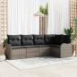 Preview: ARDEBO.de - 5-teiliges Garten-Sofa-Set mit Kissen Graues Poly-Rattan, 2-Sitzer Garten-Sofa mit Kissen Graues Poly-Rattan