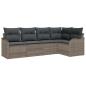 Preview: 5-teiliges Garten-Sofa-Set mit Kissen Graues Poly-Rattan, 2-Sitzer Garten-Sofa mit Kissen Graues Poly-Rattan