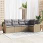 Preview: ARDEBO.de - 5-teilige Garten Sofagarnitur mit Kissen Beige Poly Rattan, 2-Sitzer Garten Sofa mit Kissen Beige Poly Rattan