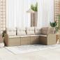 Preview: ARDEBO.de - 5-teiliges Garten Sofa Set mit Kissen in Beige aus Poly Rattan, 2-Sitzer Garten Sofa mit Kissen in Beige aus Poly Rattan