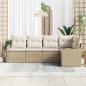 Preview: 5-teiliges Garten Sofa Set mit Kissen in Beige aus Poly Rattan, 2-Sitzer Garten Sofa mit Kissen in Beige aus Poly Rattan