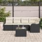 Preview: 5-teiliges Garten-Sofa-Set mit Kissen Braun Poly-Rattan, 2-Sitzer Garten-Sofa mit Kissen Schwarz Poly-Rattan