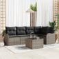 Preview: ARDEBO.de - 5-teiliges Garten Sofaset mit Kissen schwarzes Poly Rattan, 2-Sitzer Garten Sofa mit Kissen graues Poly Rattan