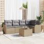 Preview: ARDEBO.de - 6-teiliges Garten Sofa Set mit Kissen Schwarz Poly Rattan, 2-Sitzer Garten Sofa mit Kissen Beige Poly Rattan