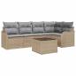 Preview: 6-teiliges Garten Sofa Set mit Kissen Schwarz Poly Rattan, 2-Sitzer Garten Sofa mit Kissen Beige Poly Rattan