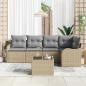 Preview: 6-teiliges Garten Sofa Set mit Kissen Schwarz Poly Rattan, 2-Sitzer Garten Sofa mit Kissen Beige Poly Rattan