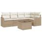 Preview: 6-teiliges Garten-Sofa-Set mit Kissen aus braunem Poly Rattan, 2-Sitzer Garten-Sofa mit Kissen aus beigem Poly Rattan