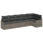 Preview: 6-teiliges Garten-Sofa-Set mit Kissen in Grau aus Poly-Rattan, 2-Sitzer Garten-Sofa mit Kissen in Grau aus Poly-Rattan