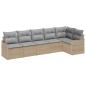 Preview: 6-teiliges Garten Sofa Set mit Kissen Beige Poly Rattan, 2-Sitzer Garten Sofa mit Kissen Beige Poly Rattan