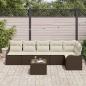 Preview: 6-teiliges Garten Sofa Set mit Kissen Grau Poly-Rattan, 2-Sitzer Garten Sofa mit Kissen Braun Poly-Rattan