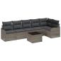 Preview: 6-Teiliges Garten Sofa Set mit Kissen Schwarz Poly Rattan, 2-Sitzer Garten Sofa mit Kissen Grau Poly Rattan