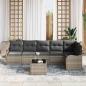 Preview: 6-Teiliges Garten Sofa Set mit Kissen Schwarz Poly Rattan, 2-Sitzer Garten Sofa mit Kissen Grau Poly Rattan