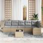 Preview: 7-teiliges Garten Sofa Set mit Kissen Schwarz Poly Rattan, 2-Sitzer Garten Sofa mit Kissen Beige Poly Rattan