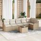 Preview: ARDEBO.de - 7-teiliges Garten Sofa Set mit Kissen aus braunem Poly Rattan, 2-Sitzer Garten Sofa mit Kissen aus beigem Poly Rattan