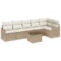 Preview: 7-teiliges Garten Sofa Set mit Kissen aus braunem Poly Rattan, 2-Sitzer Garten Sofa mit Kissen aus beigem Poly Rattan