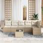 Preview: 7-teiliges Garten Sofa Set mit Kissen aus braunem Poly Rattan, 2-Sitzer Garten Sofa mit Kissen aus beigem Poly Rattan