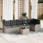 Preview: ARDEBO.de - 7-teiliges Garten-Sofa-Set mit Kissen, graues Poly-Rattan, 2-Sitzer Garten-Sofa mit Kissen, hellgraues Poly-Rattan