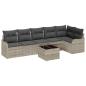 Preview: 7-teiliges Garten-Sofa-Set mit Kissen, graues Poly-Rattan, 2-Sitzer Garten-Sofa mit Kissen, hellgraues Poly-Rattan