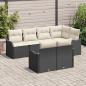 Preview: 7-teiliges Garten-Sofa-Set mit Kissen Schwarz Poly-Rattan, 2-Sitzer Garten-Sofa mit Kissen Schwarz Poly-Rattan