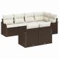 Preview: 7-teiliges Garten Sofa Set mit Kissen Braun Poly Rattan, 2-Sitzer Garten Sofa mit Kissen Braun Poly Rattan