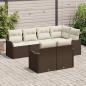 Preview: 7-teiliges Garten Sofa Set mit Kissen Braun Poly Rattan, 2-Sitzer Garten Sofa mit Kissen Braun Poly Rattan