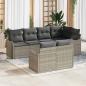 Preview: ARDEBO.de - 7-teiliges Garten-Sofa-Set mit Kissen Hellgrau Poly-Rattan, 2-Sitzer Garten-Sofa mit Kissen Hellgrau Poly-Rattan