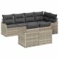 Preview: 7-teiliges Garten-Sofa-Set mit Kissen Hellgrau Poly-Rattan, 2-Sitzer Garten-Sofa mit Kissen Hellgrau Poly-Rattan