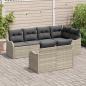 Preview: 7-teiliges Garten-Sofa-Set mit Kissen Hellgrau Poly-Rattan, 2-Sitzer Garten-Sofa mit Kissen Hellgrau Poly-Rattan
