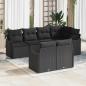 Preview: ARDEBO.de - 7-teiliges Garten-Sofa-Set mit Kissen Schwarz Poly-Rattan, 2-Sitzer Garten-Sofa mit Kissen Schwarz Poly-Rattan