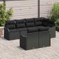 Preview: 7-teiliges Garten-Sofa-Set mit Kissen Schwarz Poly-Rattan, 2-Sitzer Garten-Sofa mit Kissen Schwarz Poly-Rattan
