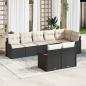 Preview: ARDEBO.de - 8-teiliges Garten Sofa Set mit Kissen Schwarz Poly Rattan, 2-Sitzer Garten Sofa mit Kissen Schwarz Poly Rattan